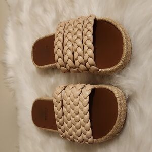 Beast Taupe tan Braided slip on Sandals. Size 7